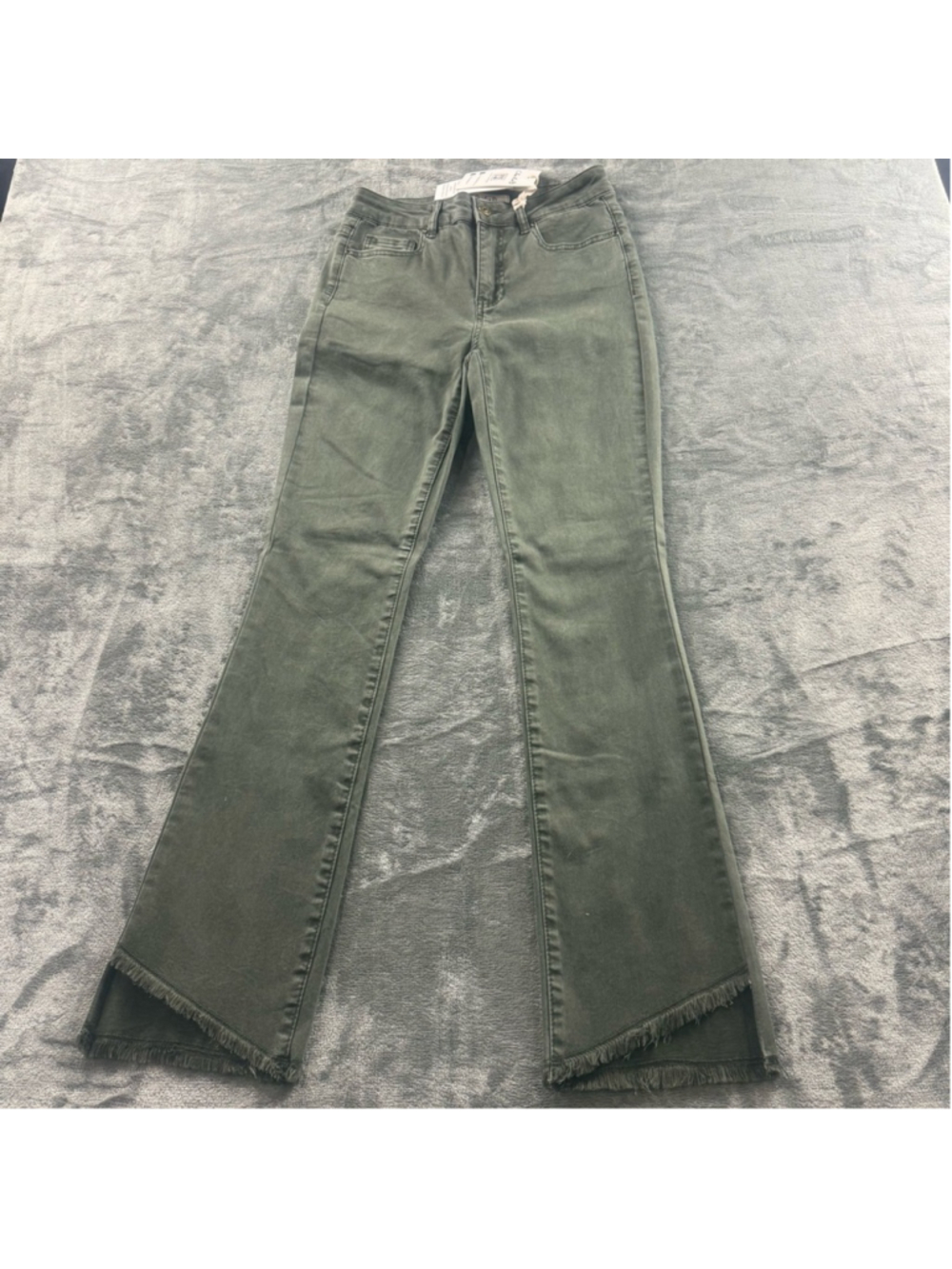 NWT Charlie B Jeans Women’s 2 Bootcut Raw Hem Cotton Spandex Blend Spruce Green